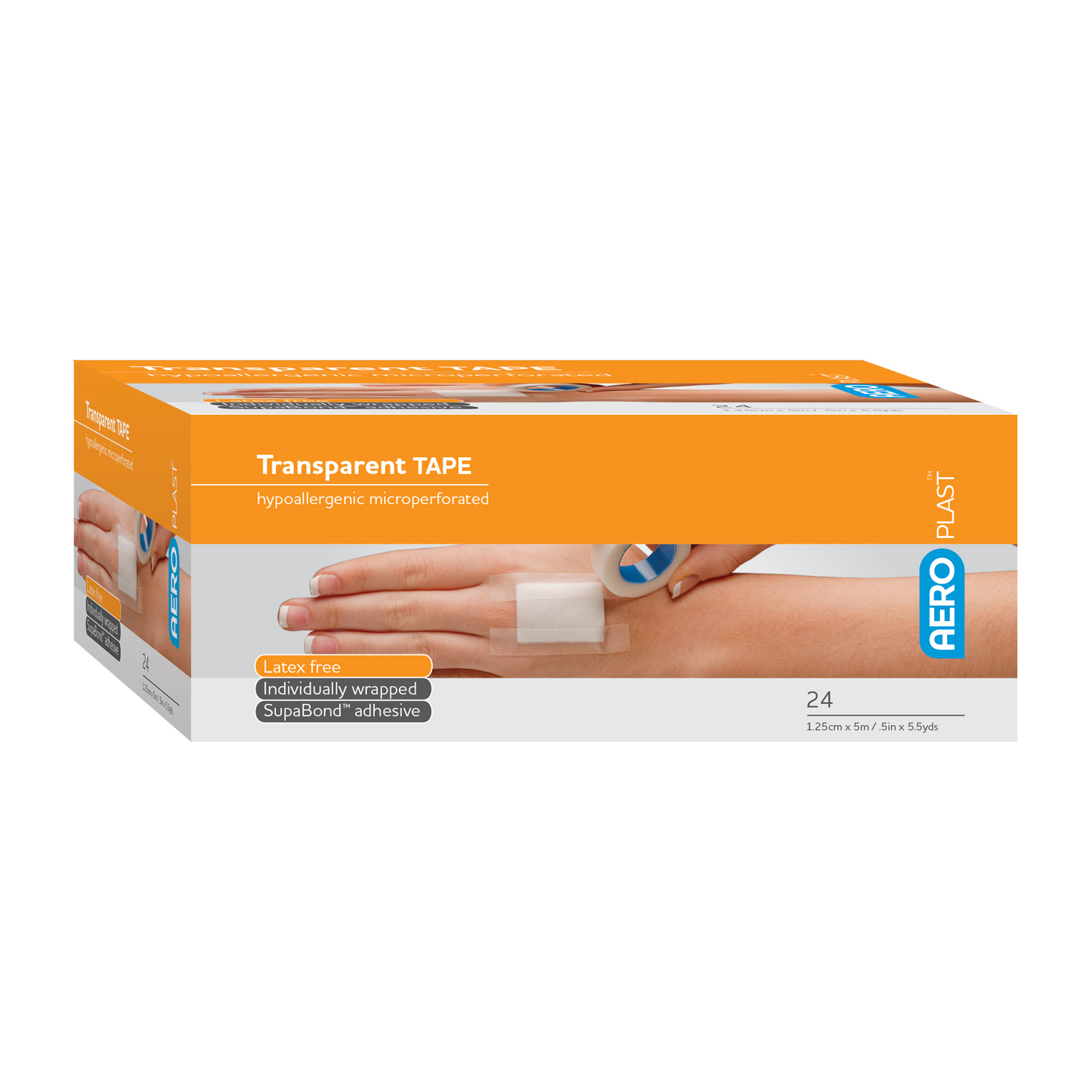 AeroPlast Transparent Plastic Tape, Hypoallergenic